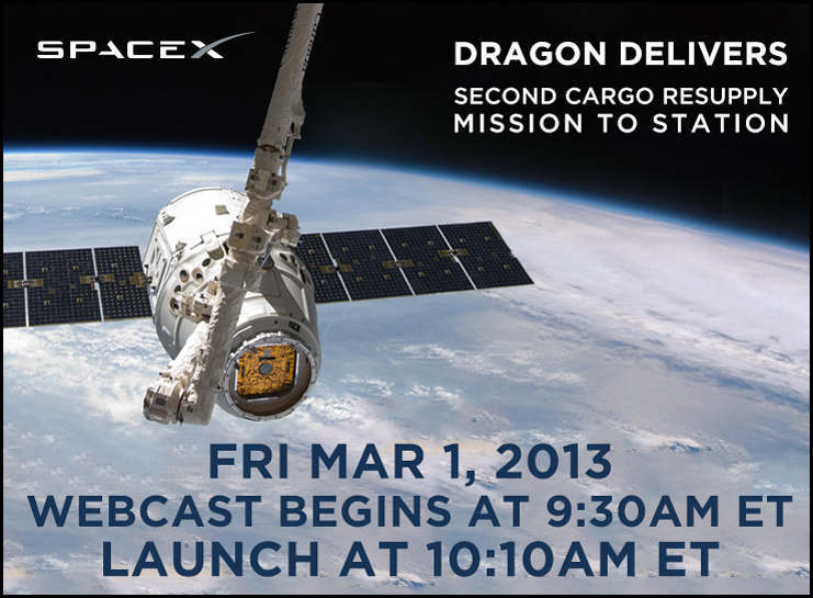 SPACE X Invite 3i3s au lancement de DRAGON DELIVERS 01 Mars 2013