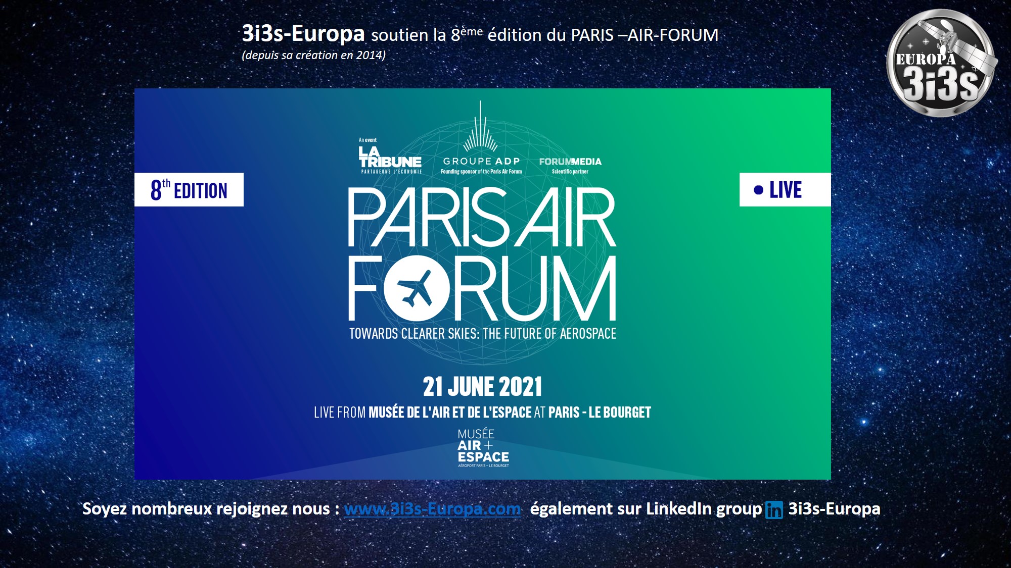 3i3s-Europa au PARIS AIRFORUM 8ème Edition 21 Juin 2021